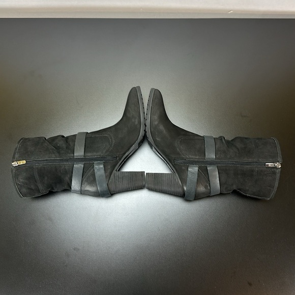 Marc Fisher MFFamous Black Nubuck Leather Mid Calf Boots Booties 10M - Picture 7 of 16